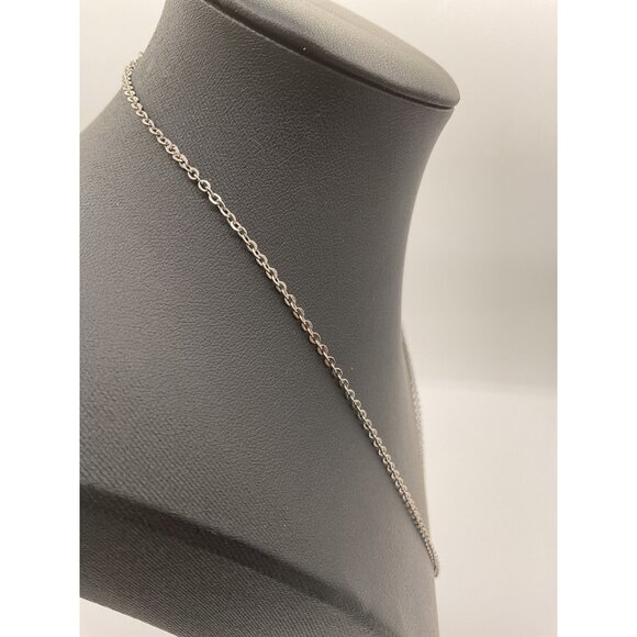 Silver Tone Cable Chain Necklace Lobster Clasp - Picture 2 of 4